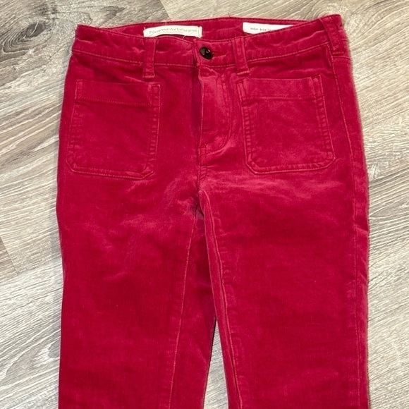 Anthropologie Pilcro High Rise Skinny Corduroy Velvet Jeans Berry Burgundy sz 25 - Picture 4 of 13
